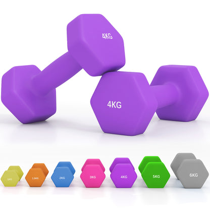 Set of 2 Dumbbells, Hexagonal Weights Pair, 2 X 6Kg, Grey