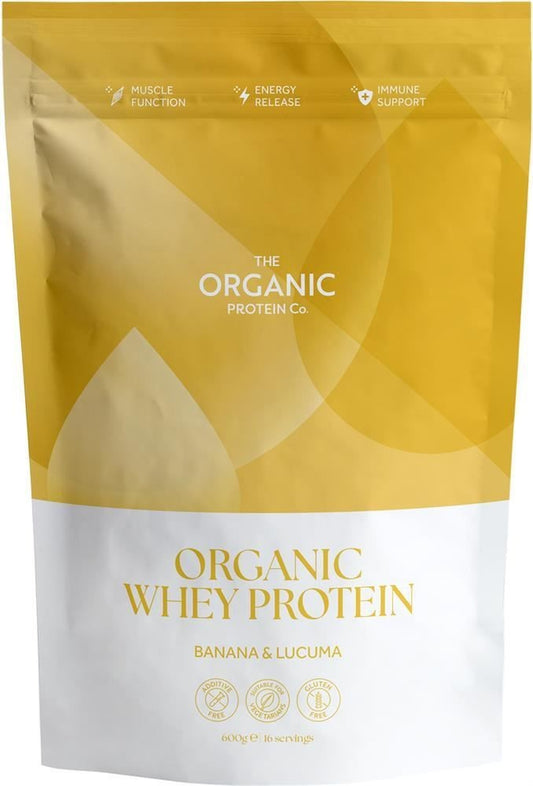 The Organic Protein Co Banana & Lucuma Organic Whey Protein Powder 600G - 2 Pack