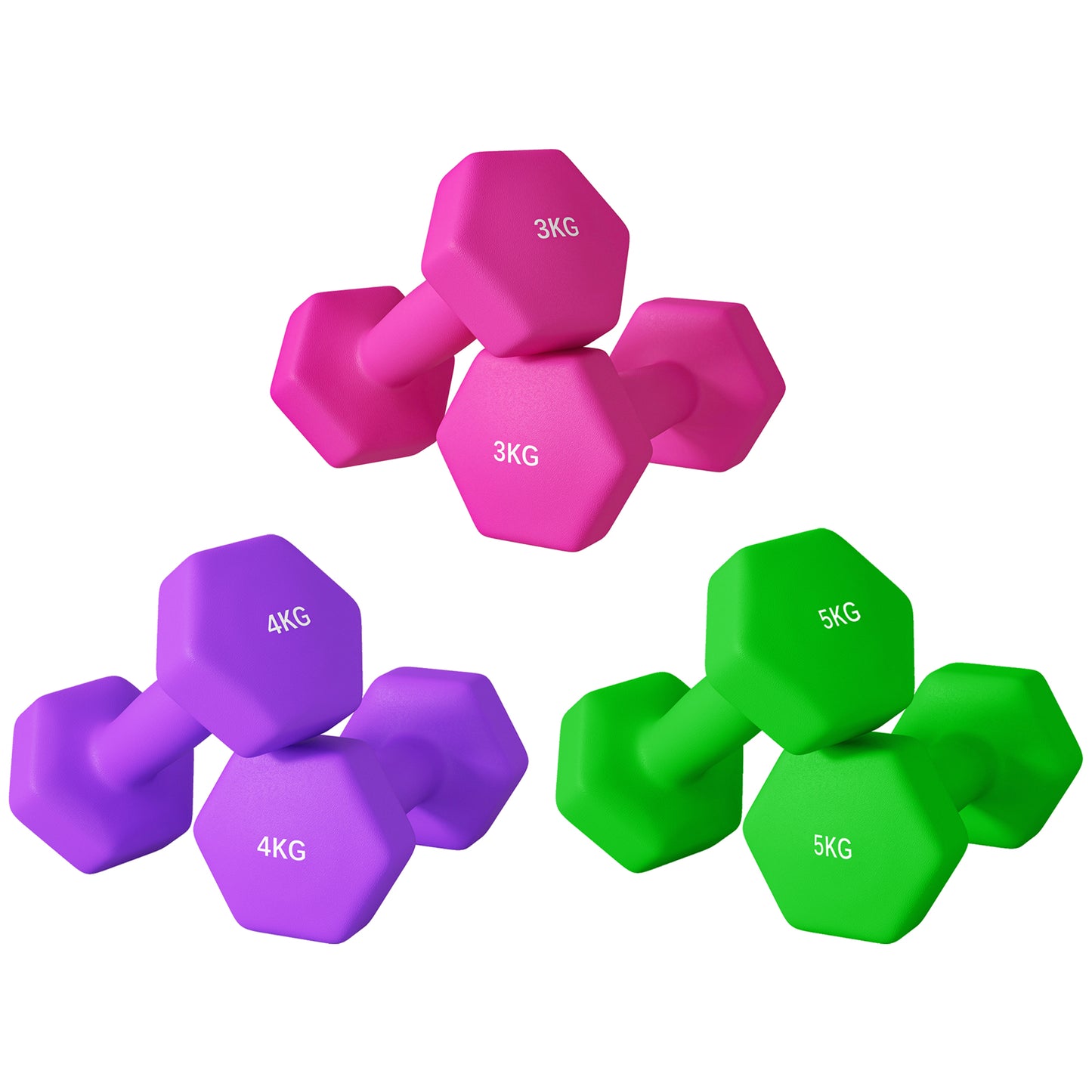 Set of 2 Dumbbells, Hexagonal Weights Pair, 2 X 6Kg, Grey