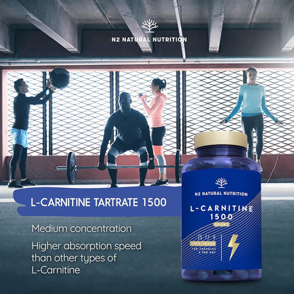 L-CARNITINE 1500 Capsules High Strength. Enhanced Performance. 120 Plant-Based Capsules Definition Phase. Vegan Certified. EU