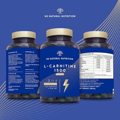 L-CARNITINE 1500 Capsules High Strength. Enhanced Performance. 120 Plant-Based Capsules Definition Phase. Vegan Certified. EU