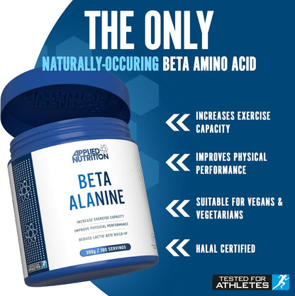 Beta-Alanine Amino Acid Pre Workout Powder 3000Mg per Serving Enhances Training Duration & Physical Performance Gluten Free, Suitable for Vegans (300G - 100 Servings) (Unflavoured)
