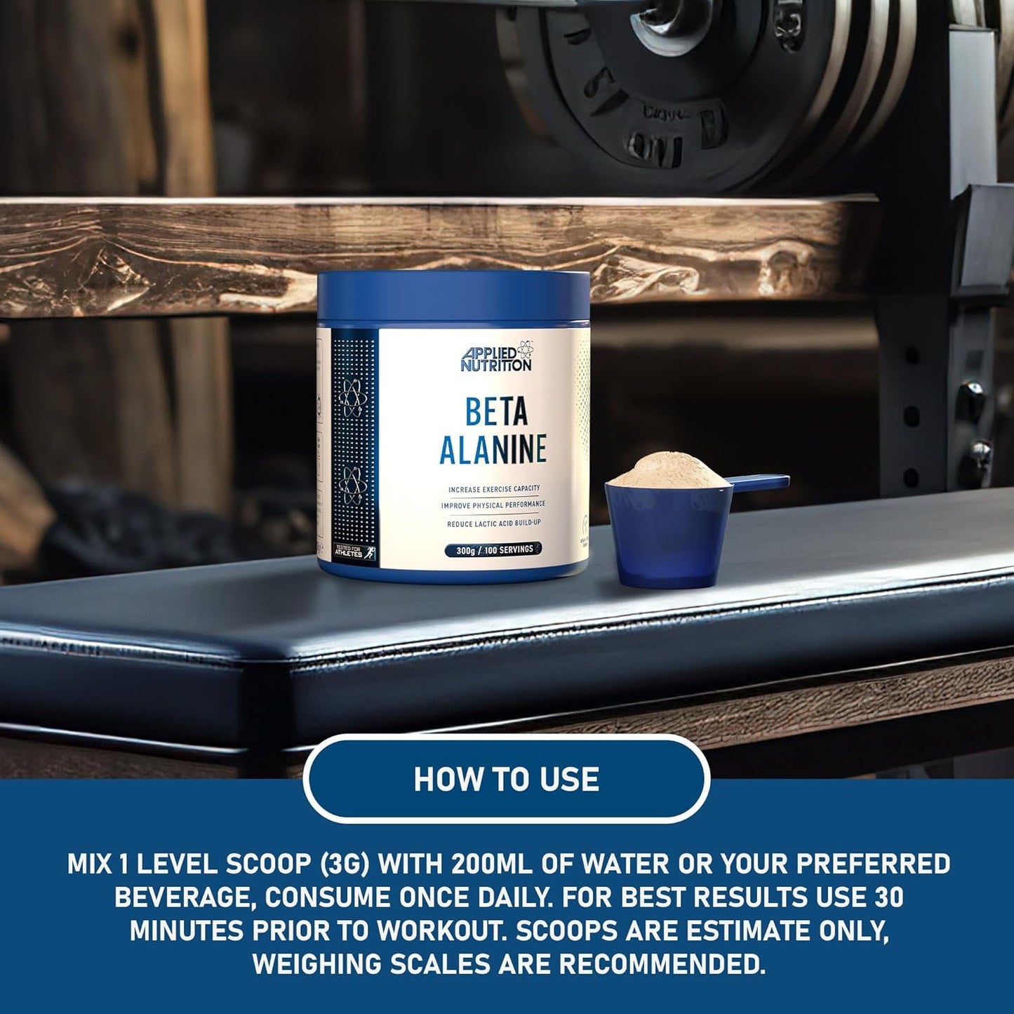 Beta-Alanine Amino Acid Pre Workout Powder 3000Mg per Serving Enhances Training Duration & Physical Performance Gluten Free, Suitable for Vegans (300G - 100 Servings) (Unflavoured)