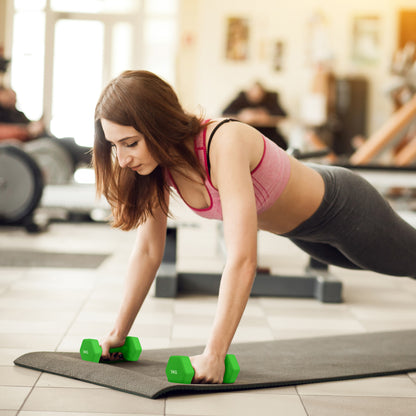 Set of 2 Dumbbells, Hexagonal Weights Pair, 2 X 6Kg, Grey