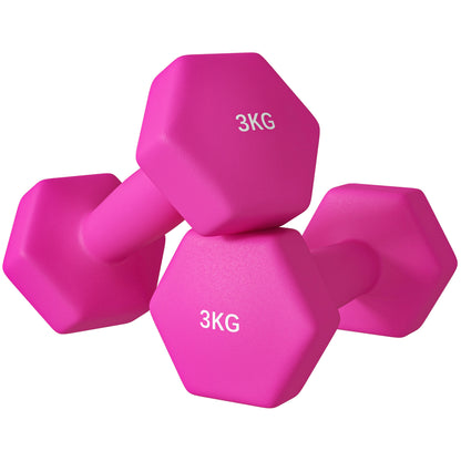 Set of 2 Dumbbells, Hexagonal Weights Pair, 2 X 6Kg, Grey