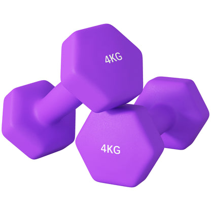 Set of 2 Dumbbells, Hexagonal Weights Pair, 2 X 6Kg, Grey