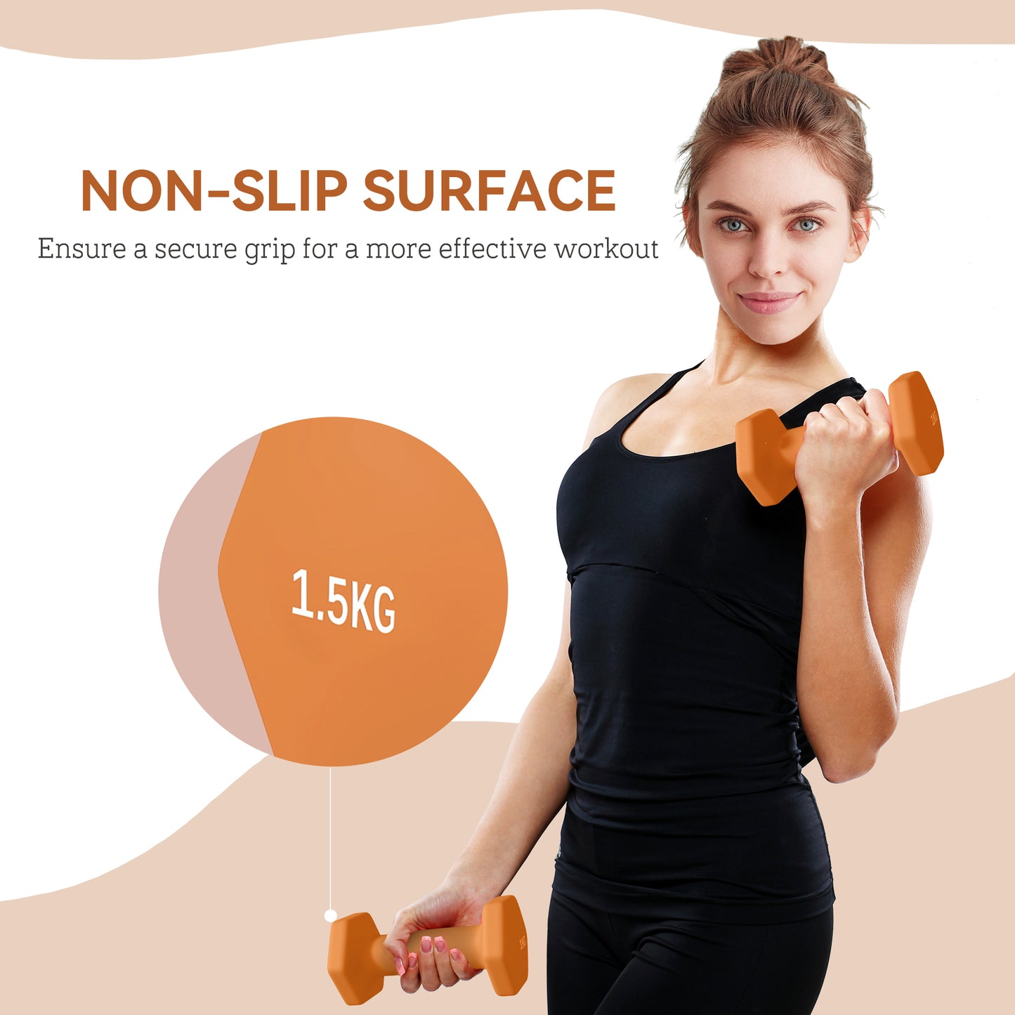 Set of 2 Dumbbells, Hexagonal Weights Pair, 2 X 6Kg, Grey